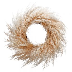 36" Artificial Pampas Grass Hanging Wreath -Beige9