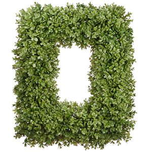 22"Hx18"W Artificial Boxwood Rectangle-Shaped Hanging Wreath -Green9